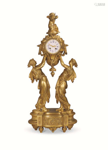 约1880年 法国十九世纪帝国式鎏金铜座钟