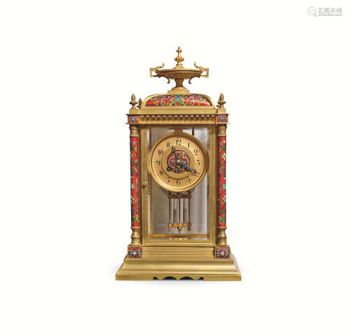 约1900年 精美的黄铜壁炉座钟