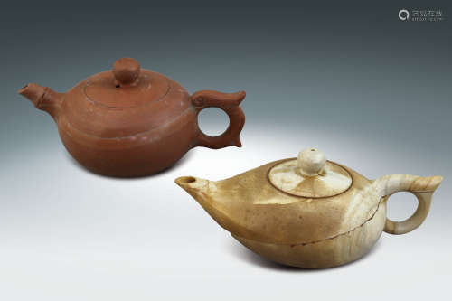 60年代  石雕茶壶一组两件