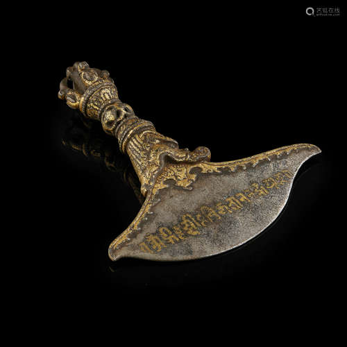 GILT-BRONZE RITUAL FLAYING KNIFE, KARTIKA