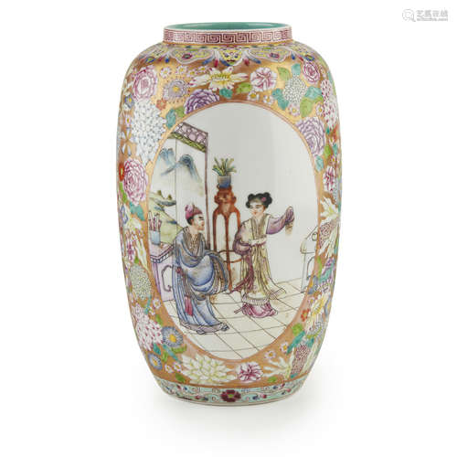 FAMILLE ROSE MILLEFLEUR-GROUND VASE