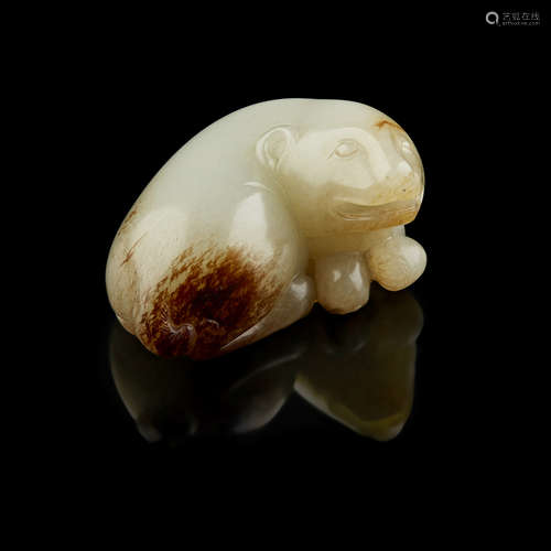 PALE CELADON JADE MODEL OF A BEAR