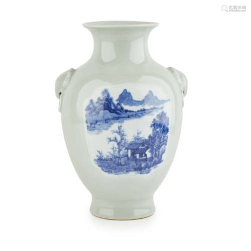 BLUE AND WHITE CELADON-GROUND VASE