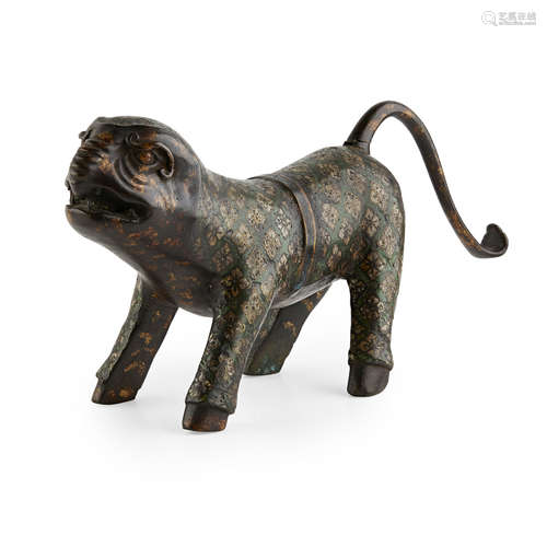 CLOISONNÉ ENAMEL BRONZE LION