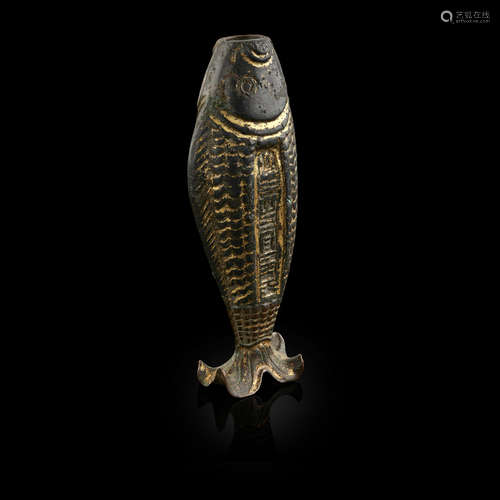 PARCEL-GILT BRONZE 'CARP' WATER DROPPER