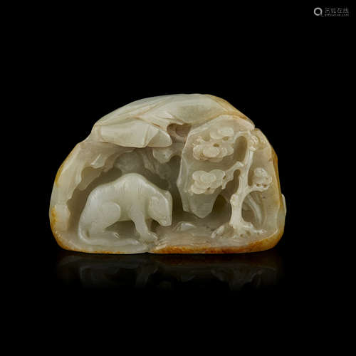 CARVED CELADON JADE BOULDER