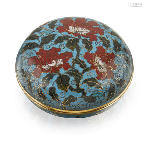 CLOISONNÉ ENAMEL CIRCULAR BOX AND COVER