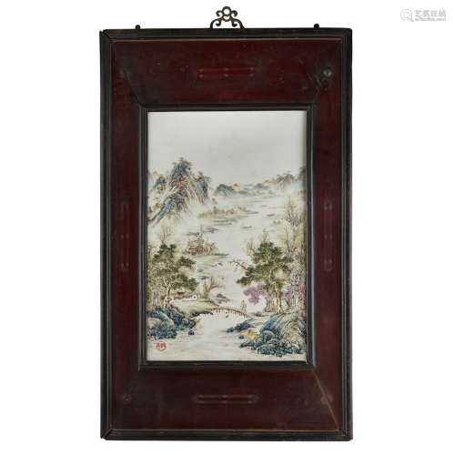 QIANJIANG DECORATED 'LANDSCAPE' PLAQUE