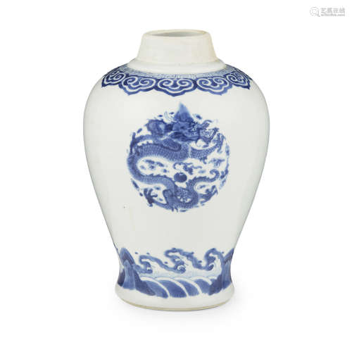 BLUE AND WHITE 'DRAGON' BALUSTER JAR