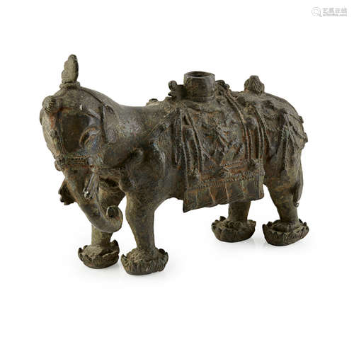 BRONZE JOSS-STICK HOLDER IN THE FORM OF AN ELEPHANT