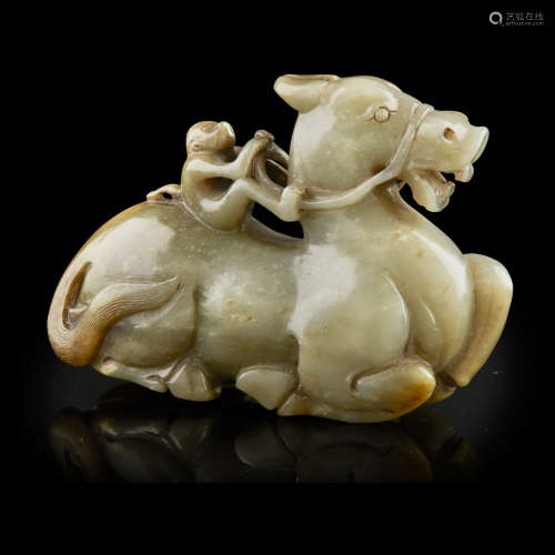 CARVED JADE 'MONKEY AND PIXIU' GROUP