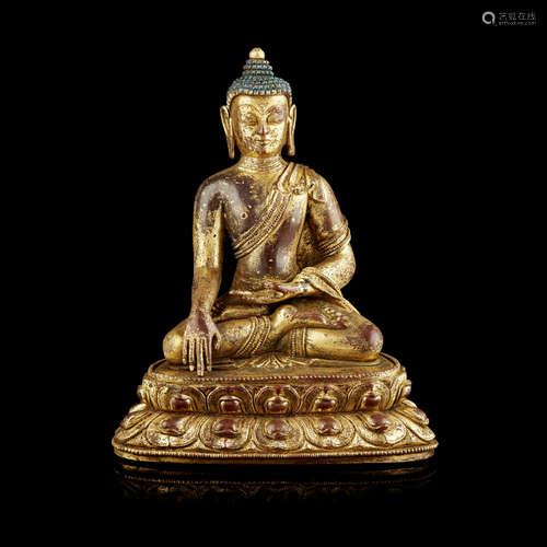 GILT-BRONZE FIGURE OF BUDDHA SHAKYAMUNI