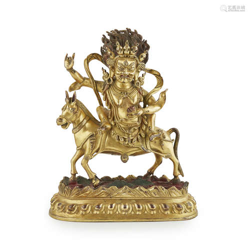 GILT-BRONZE FIGURE OF YAMA DHARMARAJA