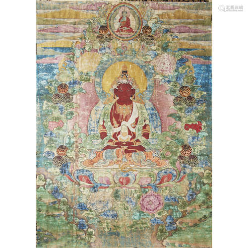 LARGE TIBETAN THANGKA OF AMITAYUS