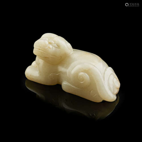 PALE CELADON JADE MODEL OF A TIANLU