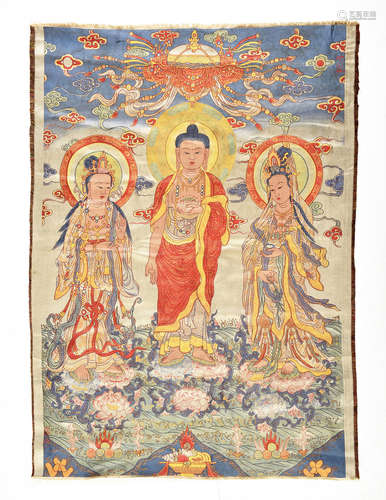 SILK EMBROIDERED THANGKA 'BODHISATTVA'