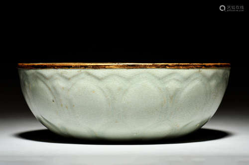 CELADON GLAZED AND IMPRESSED 'LOTUS' BOWL