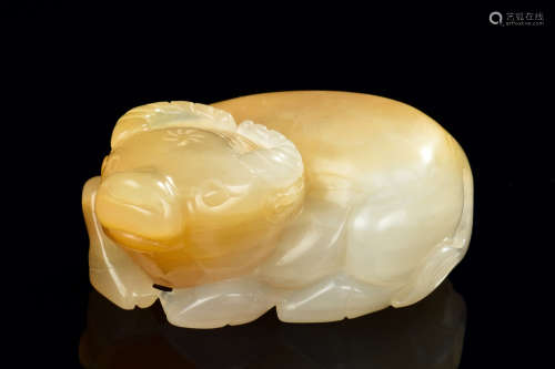 JADE CARVED 'WATER BUFFALO' ORNAMENT