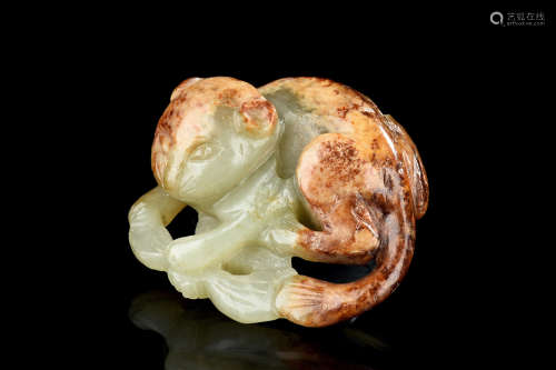 YELLOW JADE CARVED 'CAT' FIGURE