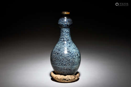 FLAMBE GLAZED BOTTLE VASE