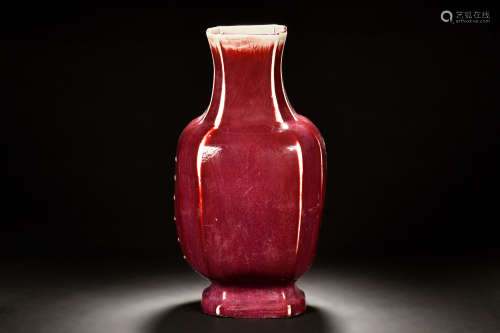 FLAMBE GLAZED RECTANGULAR VASE