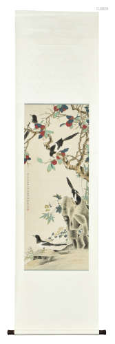 PU JIAN: INK AND COLOR ON SILK PAINTING 'FLOWERS AND BIRDS'