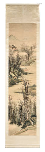 FANG ZONG: INK AND COLOR ON PAPER PAINTING 'LANDSCAPE SCENERY'