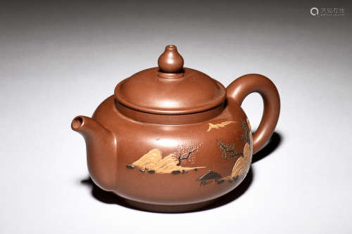 YIXING ZISHA PAINTED TEAPOT