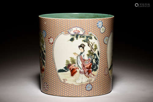 FAMILLE ROSE 'LADIES' BRUSH POT