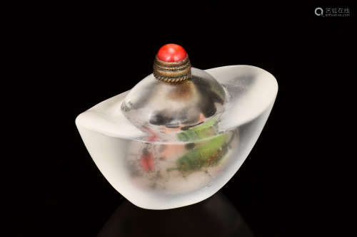 INSIDE PAINTED GLASS SNUFF BOTTLE