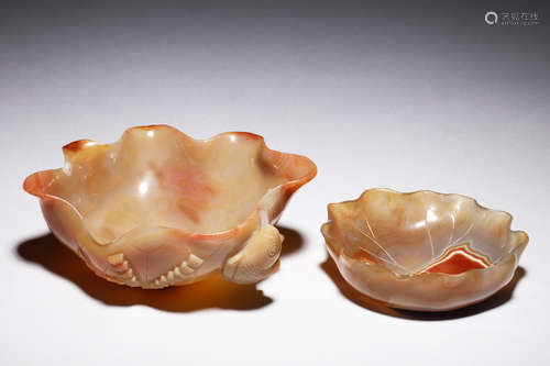 TWO CARVED AGATE WASHERS