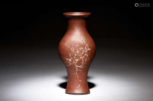 YIXING ZISHA 'FLOWERS' VASE