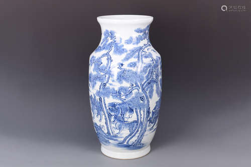 BLUE AND WHITE 'MYTHICAL BEASTS' VASE