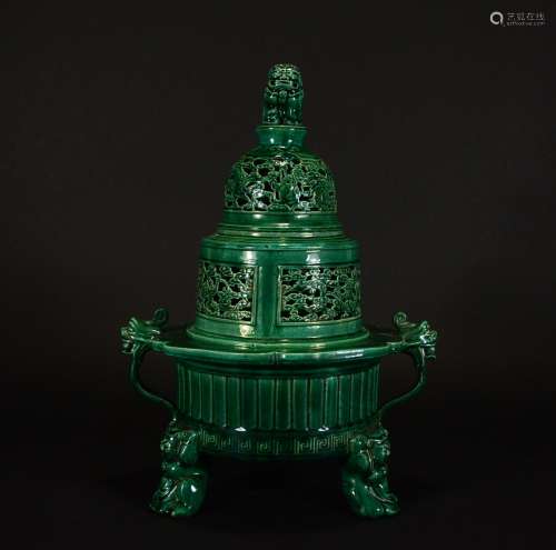 Daoguang Mark, A Green Glazed Censer