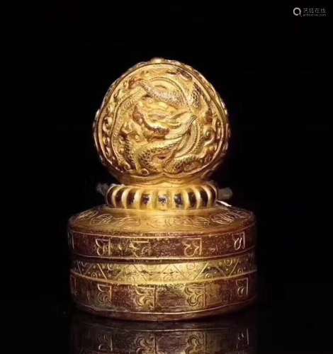 A Qing Gilt Bronze Seal