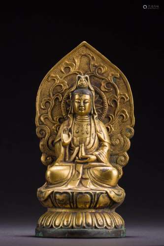 A Chinese Qing Gilt Bronze Buddha