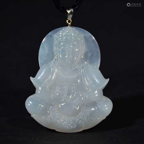 An Icy Jadeite Guanyin Sculpture