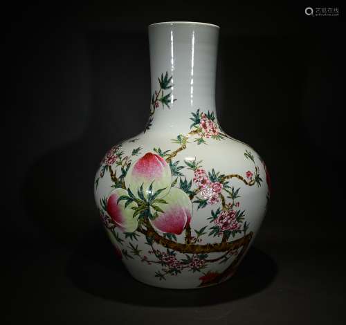 Qianlong Mark, A Famille Rose Peach Vase