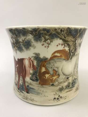 Zhang Zhitang Mark, Chinese Famille Rose Brushpot