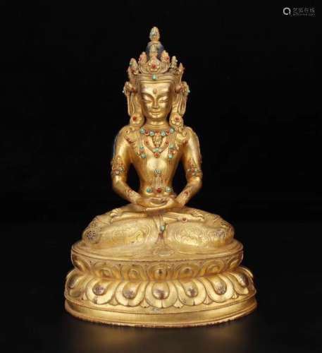 A Gilt Bronze Amitayus Buddha
