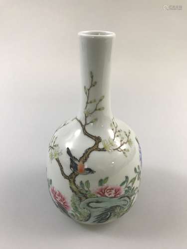 Qianlong Mark, Chinese Famille Rose Zun Vase