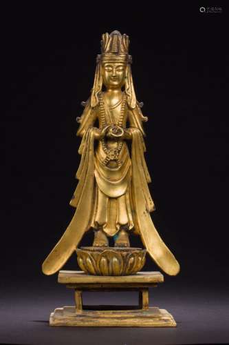 A Chinese Liao Gilt Bronze Buddha