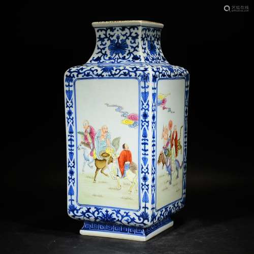 Qianlong Mark, A Blue And Famille Rose Vase