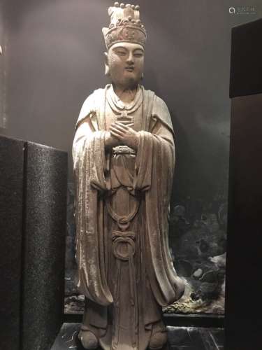 A Wood Buddha Sculpture