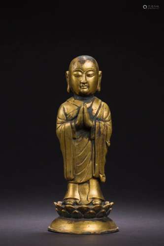 A Chinese Liao Gilt Bronze Ksitigarbha
