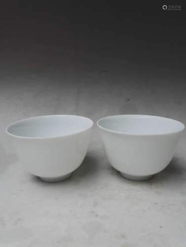 Pair of Samll White Glazed Cups