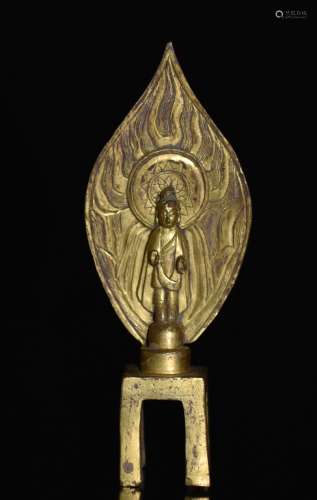 A Small Gilt Bronze Guanyin