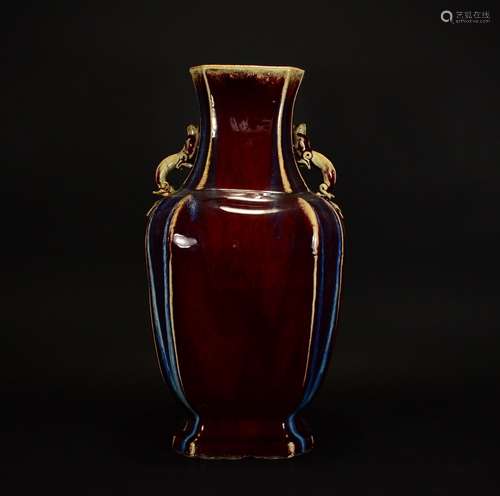 Yongzheng Mark, A Flambe Glazed Vase