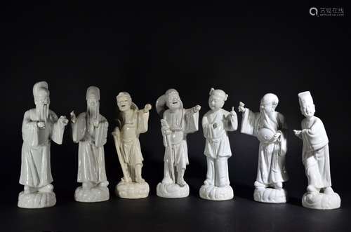 Seven White Glaze Figures