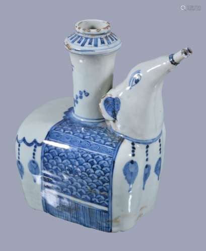 A Chinese blue and white elephant Kendi, Wanli or later